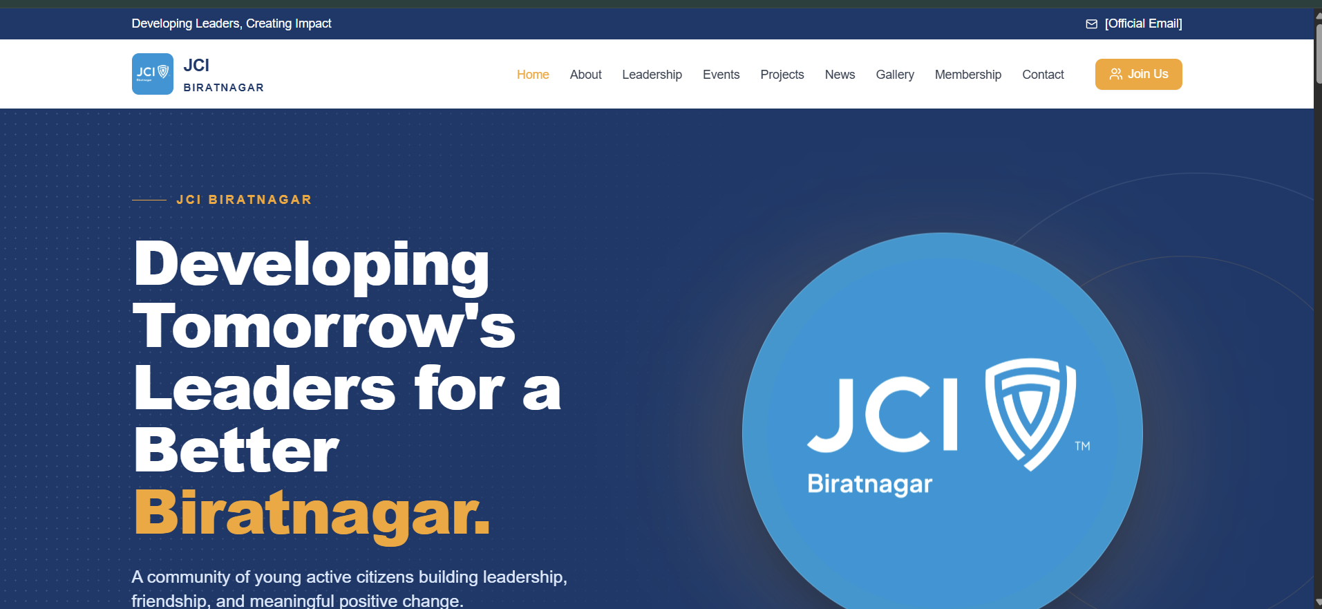 JCI Biratnagar organization website preview